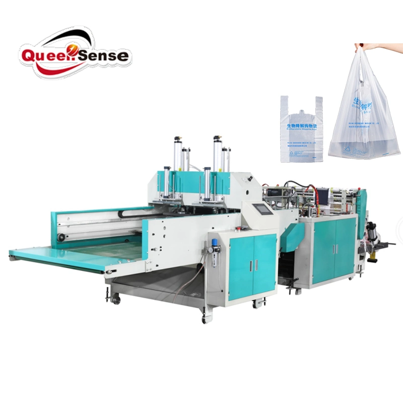 Fully Automatic PLA Pbat Biodegradable Decomposable Compostable T-Shirt Bags Fruit Vegetable Vest Bag Supermarket Shopping Bags Making Machine