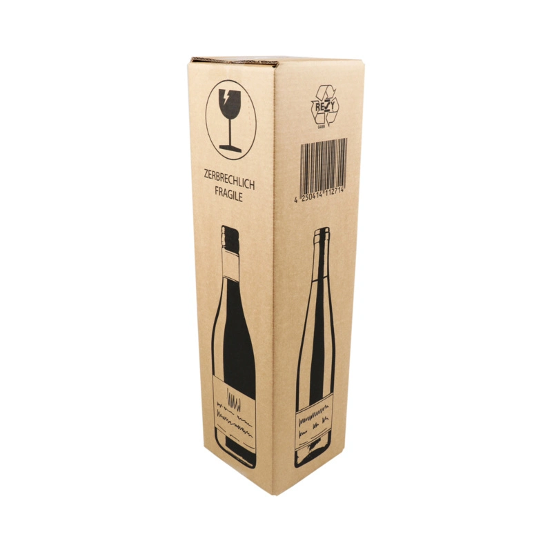 Environmental Friendly Degradable Thickened Corrugated Paper 3 Bottles Box for Wine Packaging