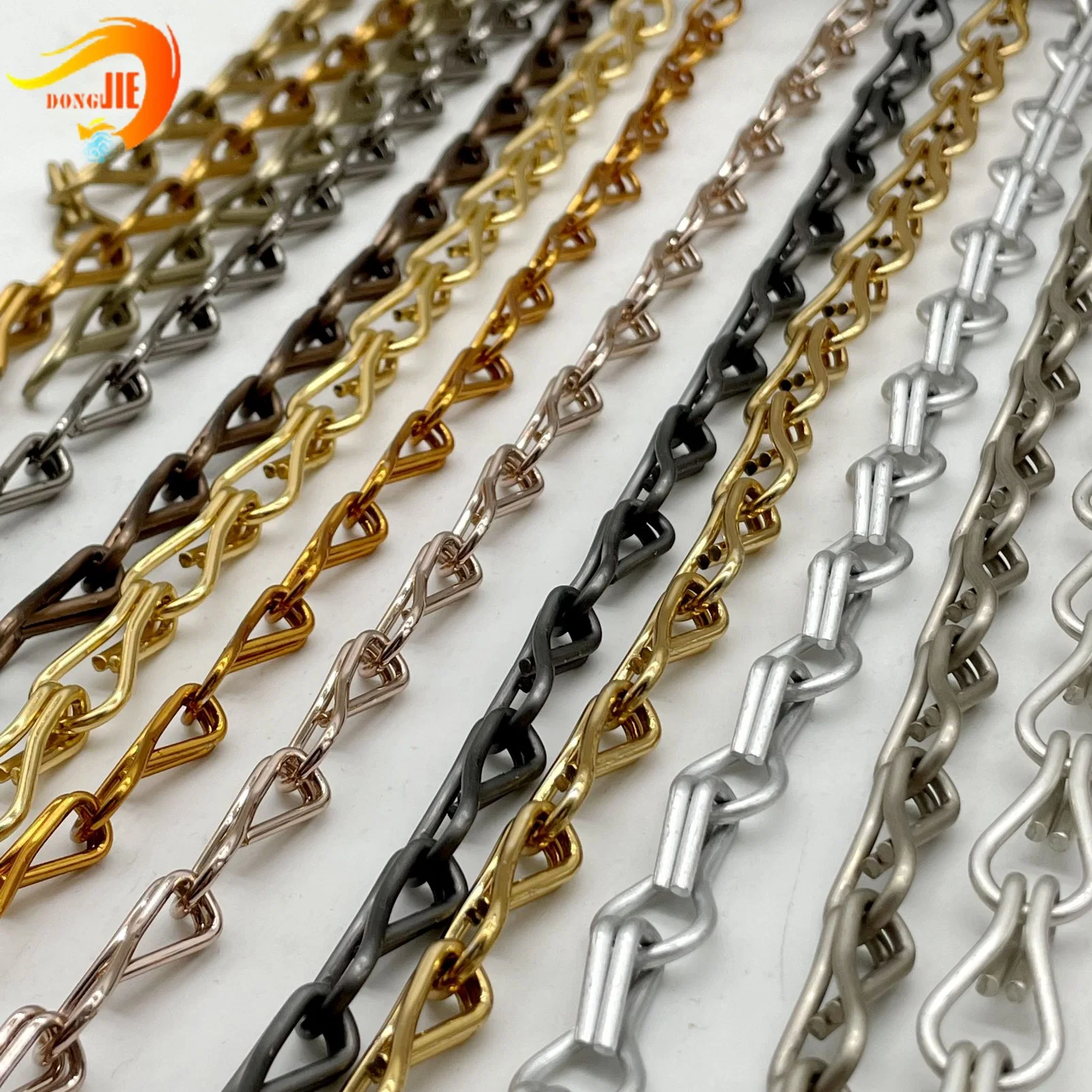 Colored Aluminum Door Curtain Double Hook Chain Link Fly Curtain