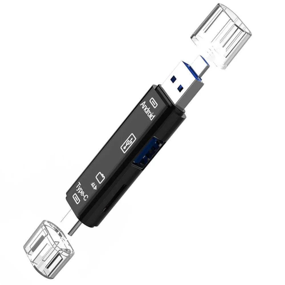 Smartphone SD Card Reader with USB-C/Micro-USB/USB 3.0 Interface, Smart Card Reader Android