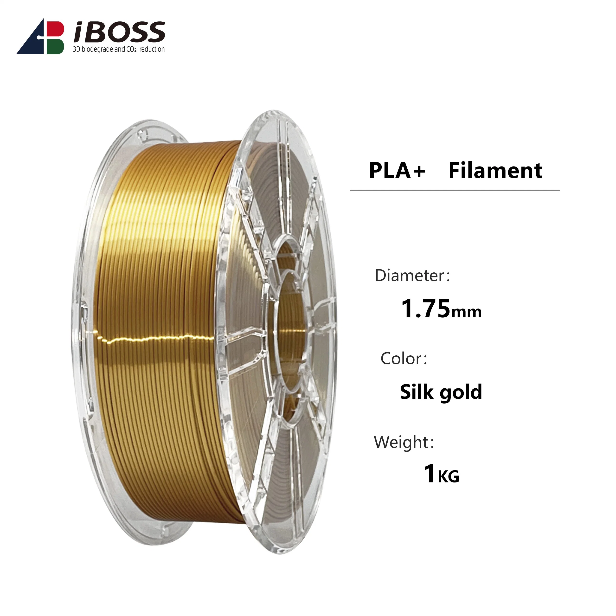 Iboss impresora 3D de alta calidad de suministro de filamentos de seda PLA mejorada la tenacidad de oro