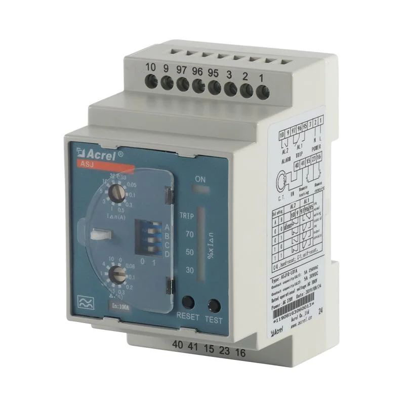 Acrel AC Type DIN Rail Residual Current Relay for Earth Leakage Protection with Rated Current 1A / 30A for Power Plant Asj10-Ld1a