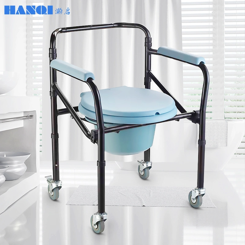 Hq616L-3 silla de aluminio de alta calidad Commode asiento de WC portátil Para adultos bariátricos con ruedas
