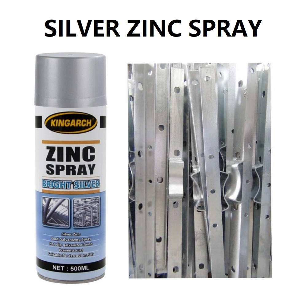 La superficie de metal galvanizado brillante de pulverización de pintura en aerosol de zinc para la reparación de piezas de acero galvanizado en caliente