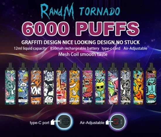 Randm Tornado 6000 Airflow Control 6000 Puffs Disposable/Chargeable Vape Pod Device Wholesale/Supplier Pod Vape Pen Disposable/Chargeable Vape