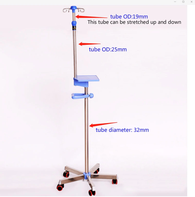 Los paneles de Hospital pantalla plegable de acero inoxidable Mobile I. V. stand Stand de goteo tipo piso Rack