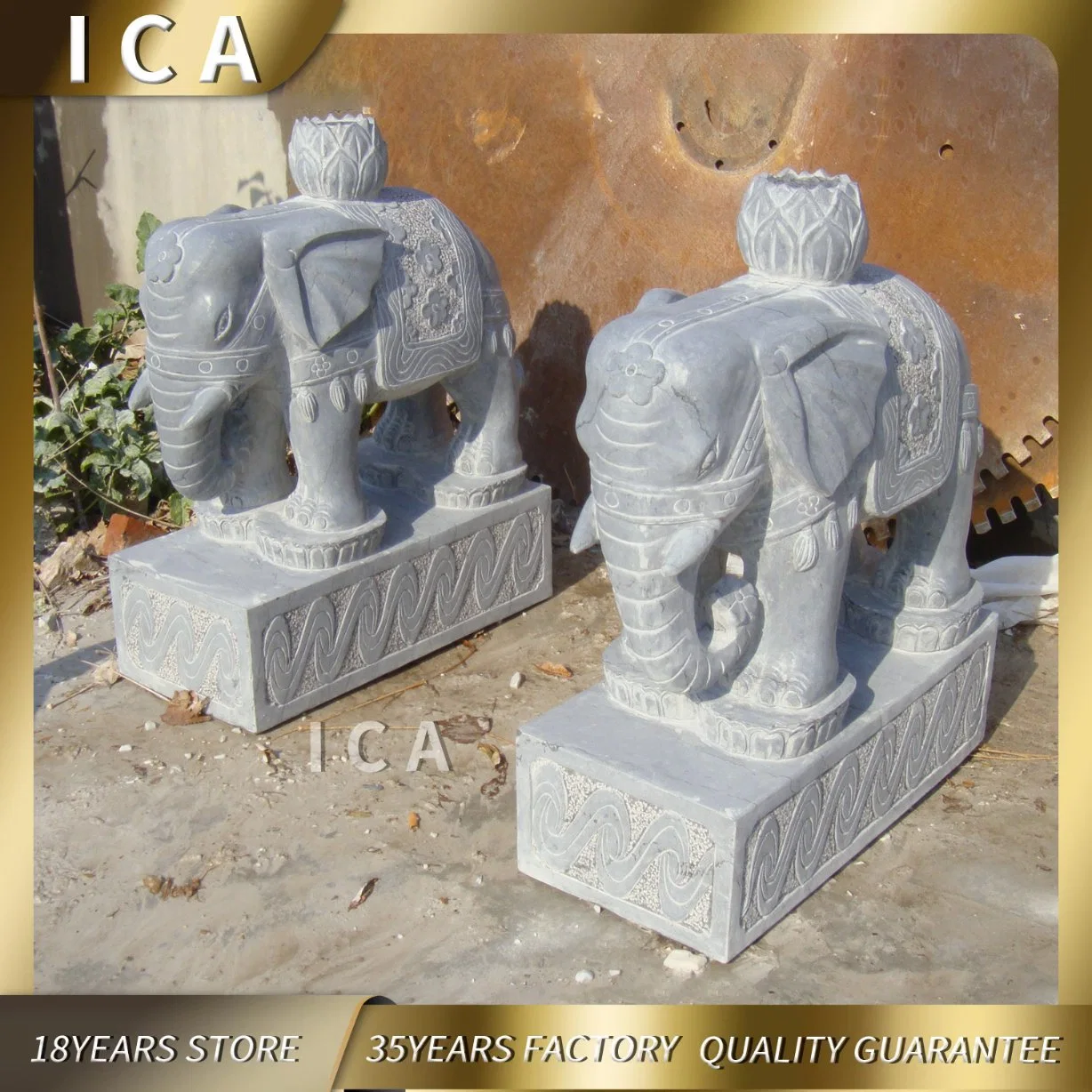 Al aire libre Jardín talladas a mano de elefantes de piedra de granito escultura estatuas de elefantes