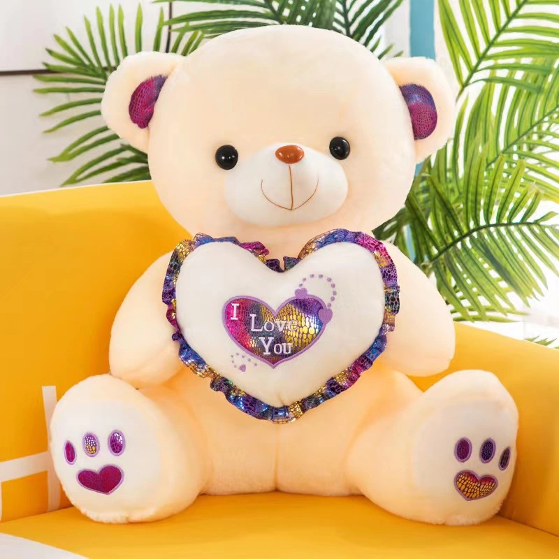 Ilumina el LED brilla en el oso oscuro de peluche relleno Peluche Juguetes al por mayor Oso de peluche Musical día de San Valentín