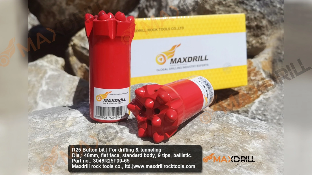 Maxdrill Thread Button Bit R25 45mm Rock Drilling Tools