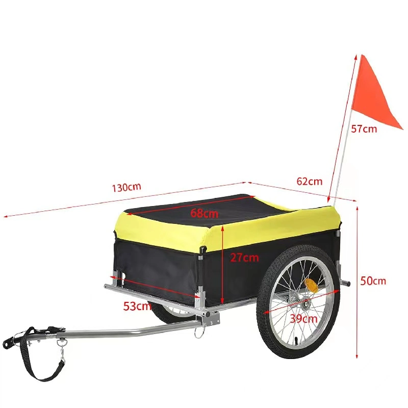 16" Steel Cargo Trailer Ebike Shipping Cart Waterproof Electric Bike Pet Container Bike Folding Trailer with Cheap Price