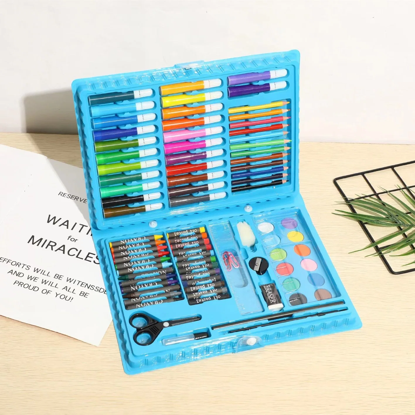 86PCS Cadeau de la Journée des Enfants Stylo à l'Aquarelle Crayon Pastel à l'Huile Ensemble d'Outils de Dessin et de Peinture