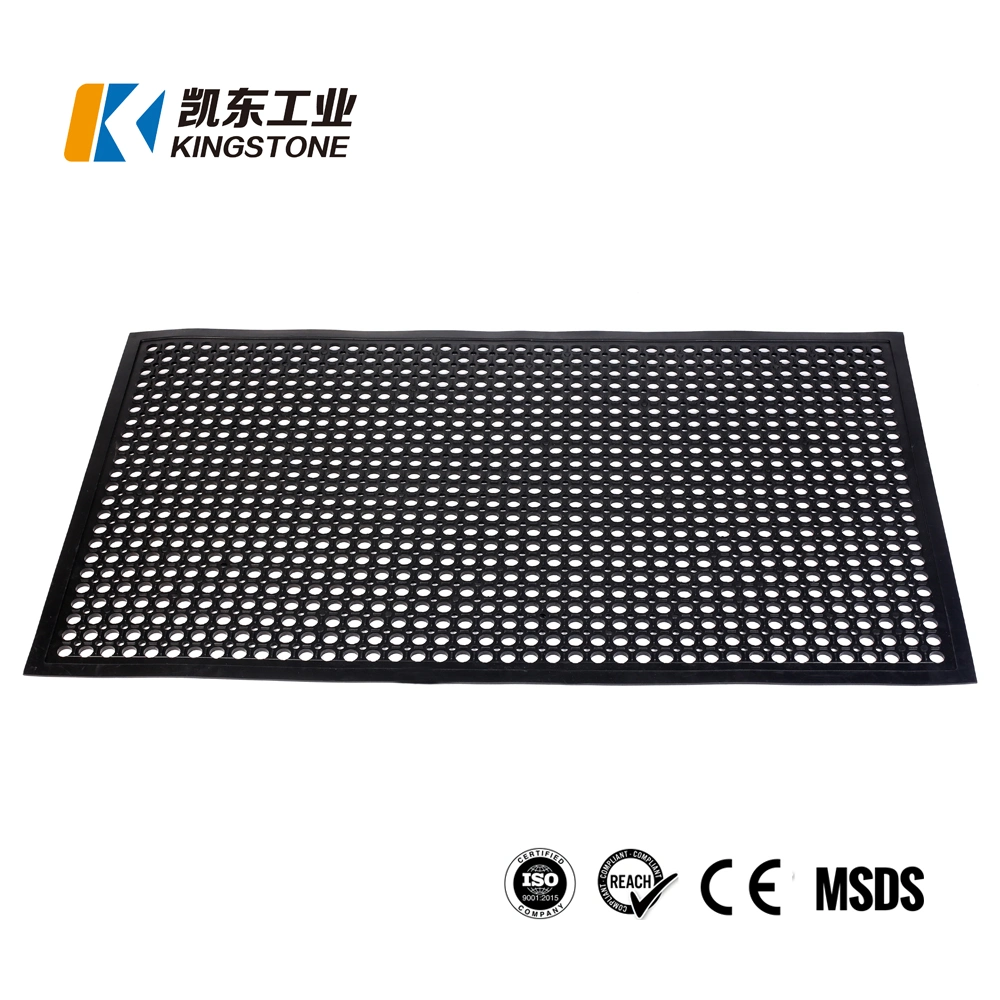 Drainage Holes Design Safety Grid Mattings Rubber Floor Mat for Kitchen Workbench