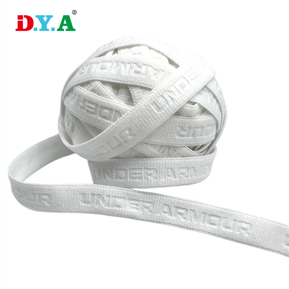 High quality/High cost performance  Custom Logo 1cm Soft Nylon Embossed Elastic Neck Tape for Garment Accessories