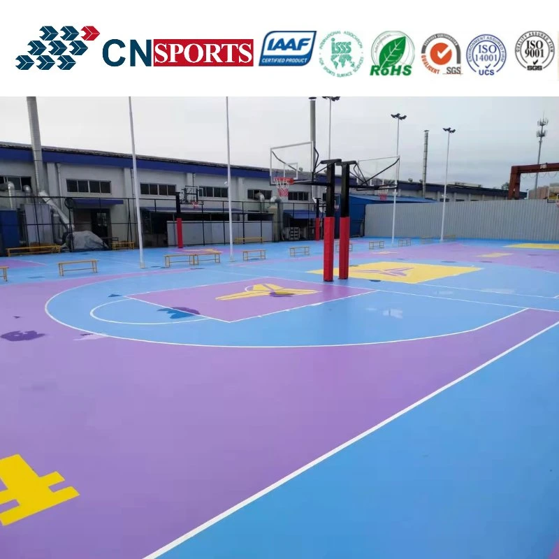 Professional Silicon PU Coating Elastic Rubber Layer Basketball Courts Sports Surface Flooring