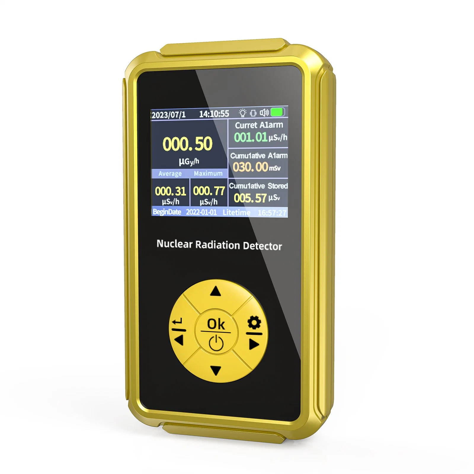 New Model Gold Safety Protection X Y and B Rays Nuclear Food Radiation Meter Detector Dosimeter Geiger Muller Counter Radiometer for Radiation Measurement