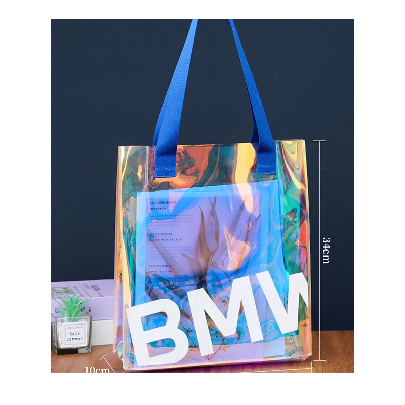 Exposición de la bolsa de publicidad transparente holograma holográfica Bolsa de compras con Logo