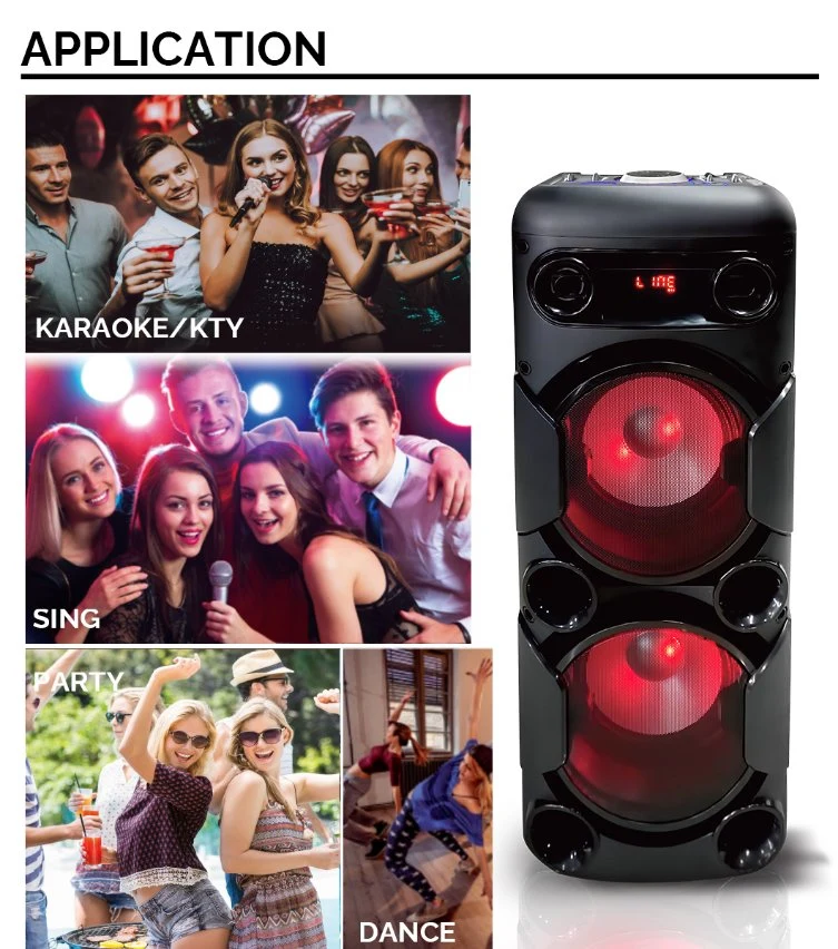 PA Portable Wooden Professional Rechargeable Multimedia DJ Karaoke Sound Box Trolley Bluetooth Speaker with LED Light Audio Speaker ED-820