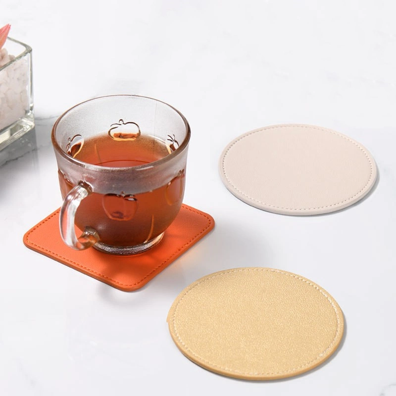 Mesa de cuero Café bebida absorbente Coaster taza redonda alfombrilla Para el hogar