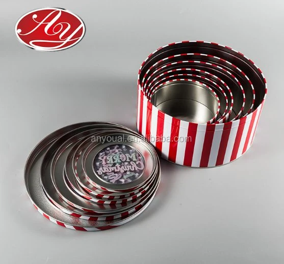 Beautiful Christmas Gift Round Metal Tin Can Box