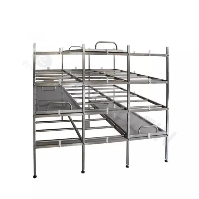 Rack de caixa móvel de Mortuary Roundfin 304 em aço inoxidável armazenamento Rack