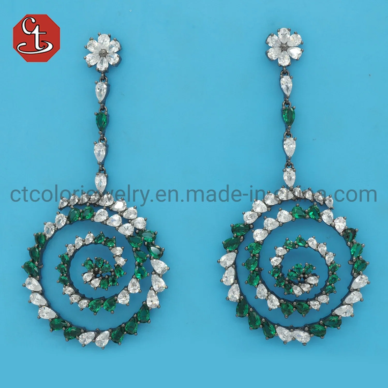 Shiny Dangling Mixed CZ Bridal Crystal Long Drop Earrings for Women Wedding Fashion Jewelry Gift