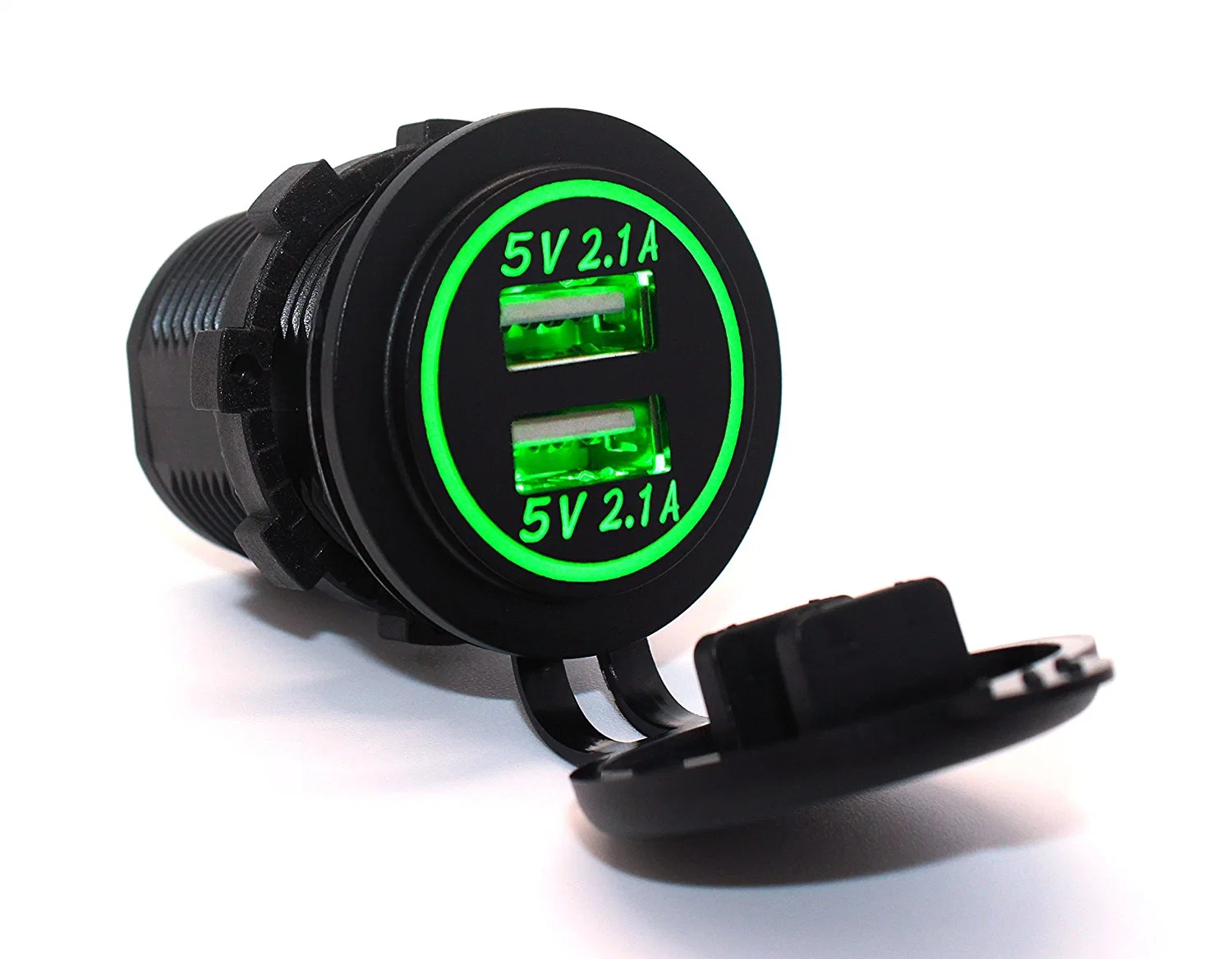 Dual USB Charger Socket Power Outlet 2.1A & 2.1A for Car Boat Marine Mobile (4.2A-Red/Blue/Green)