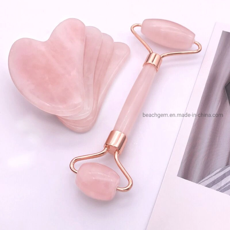 Custom Logo Gemstone Face Massager Jade Roller and Gua Sha Sets