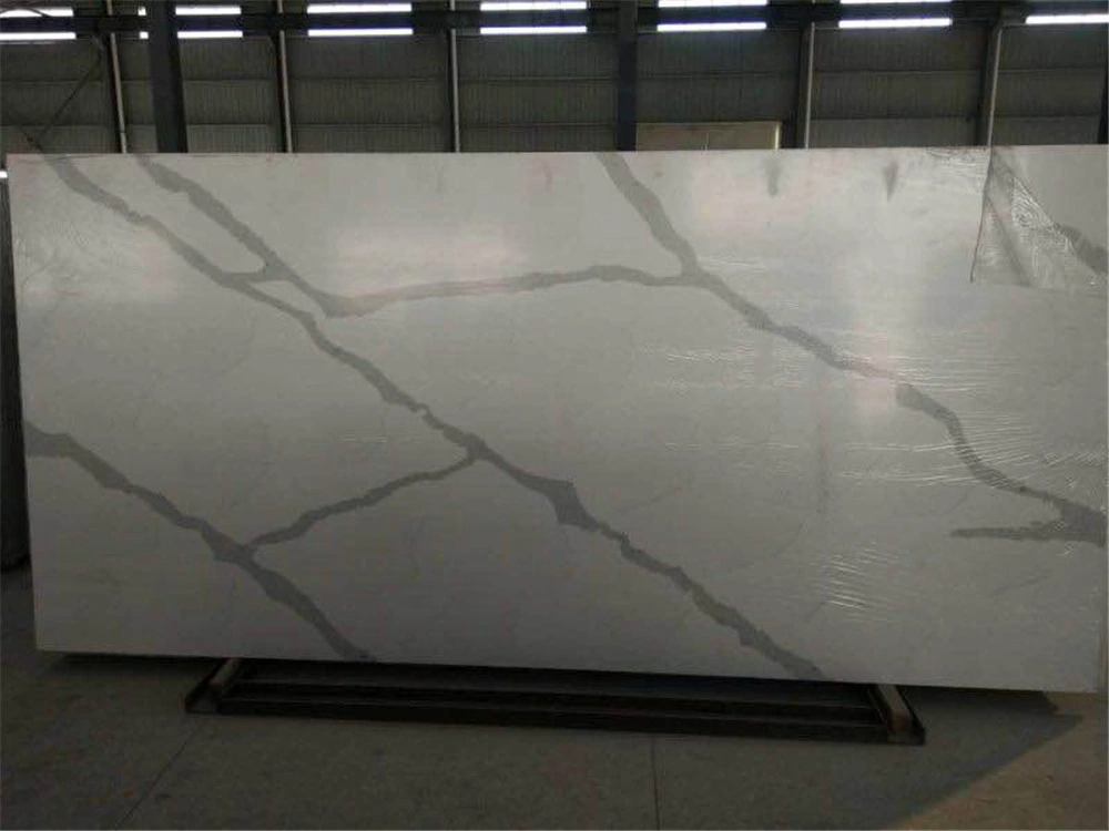 Popular Pure White and Big Vein Artificial Quartz Stone White Calacatta Quartz