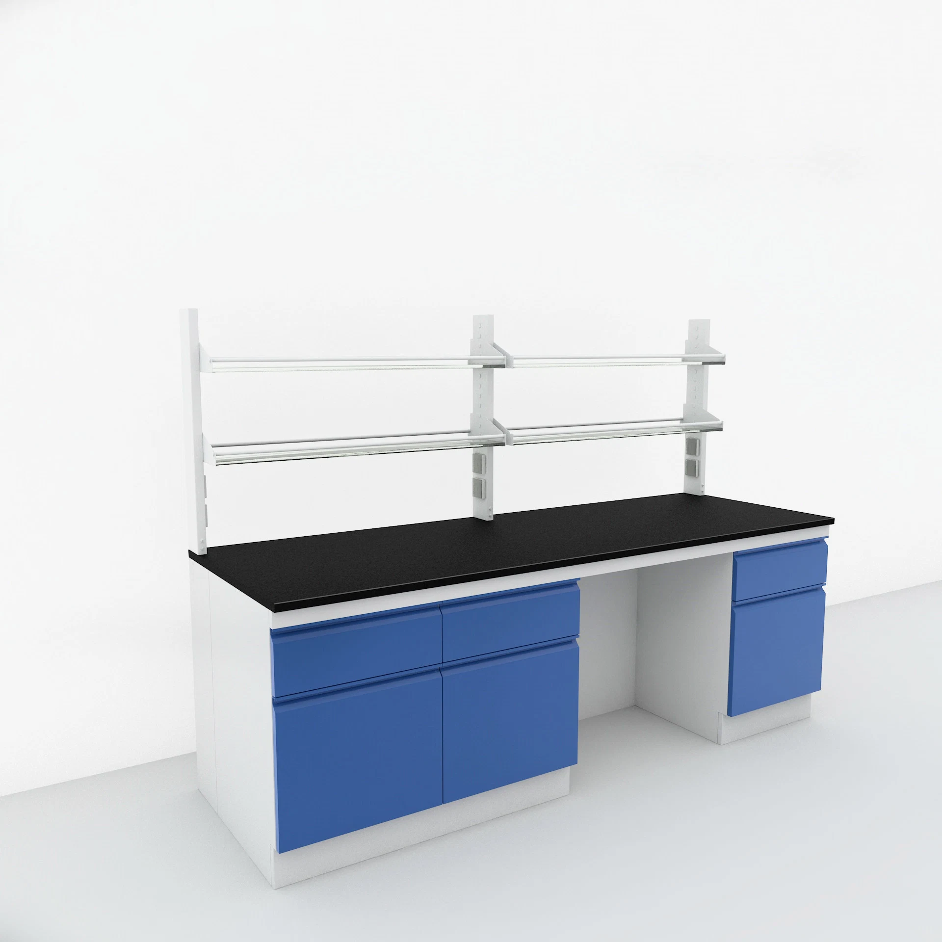 Steel Casework Floor Mounted Laboratory Furniture Table with Reagent Shelf