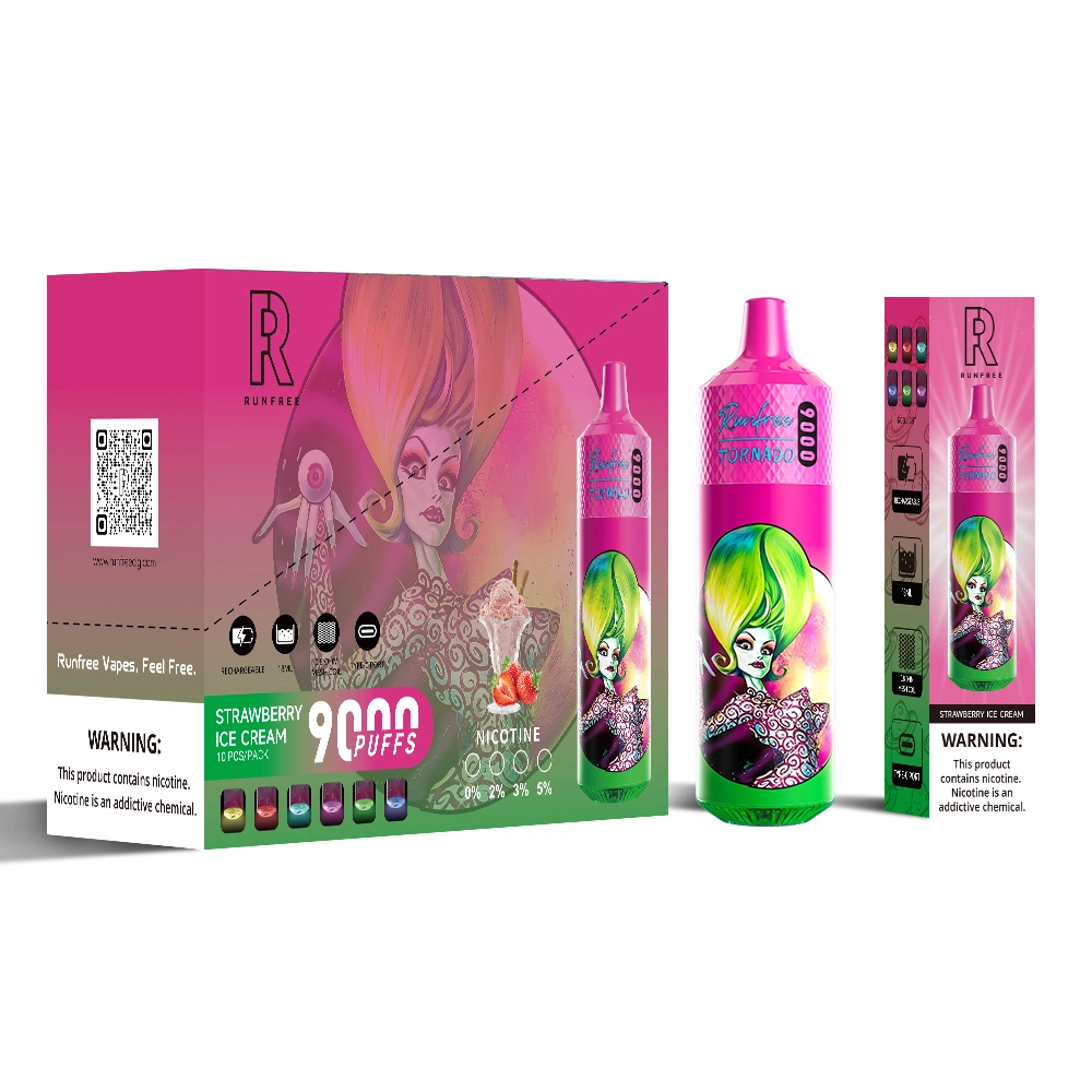 Grossiste Randm Runfree 9000 Puffs 2% 5% Nicotine 18ml Liquide Vape Jetable Autocollants Saveur Fruit Rechargeable vape