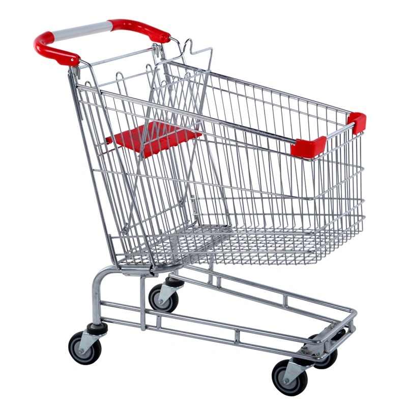 Fashion Design Chrome Metal Supermarket Store Shopping Trolley