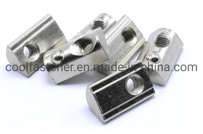 Zinc Plated M4 M5 M6 Metal Half Ball Spring T-Slot Nut for Aluminum Profiles 2020