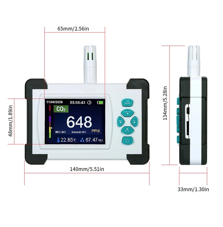 Thermo Hygrometer und Kohlendioxid Monitor CO2 Meter Luftqualität Detektor