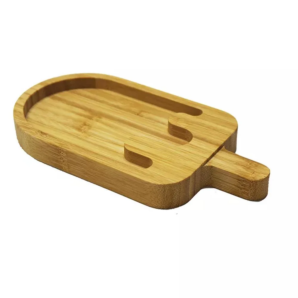 Ice Cream Shape Organic Bamboo Serving Plate Serving Dish for Appetizer Fruit Nut