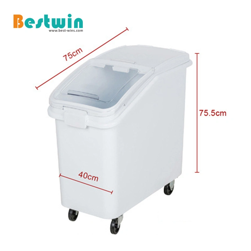 Commercial Kitchen Large Capacity Food Storage Container Plastic Mobile Ingredient Bin with Wheel