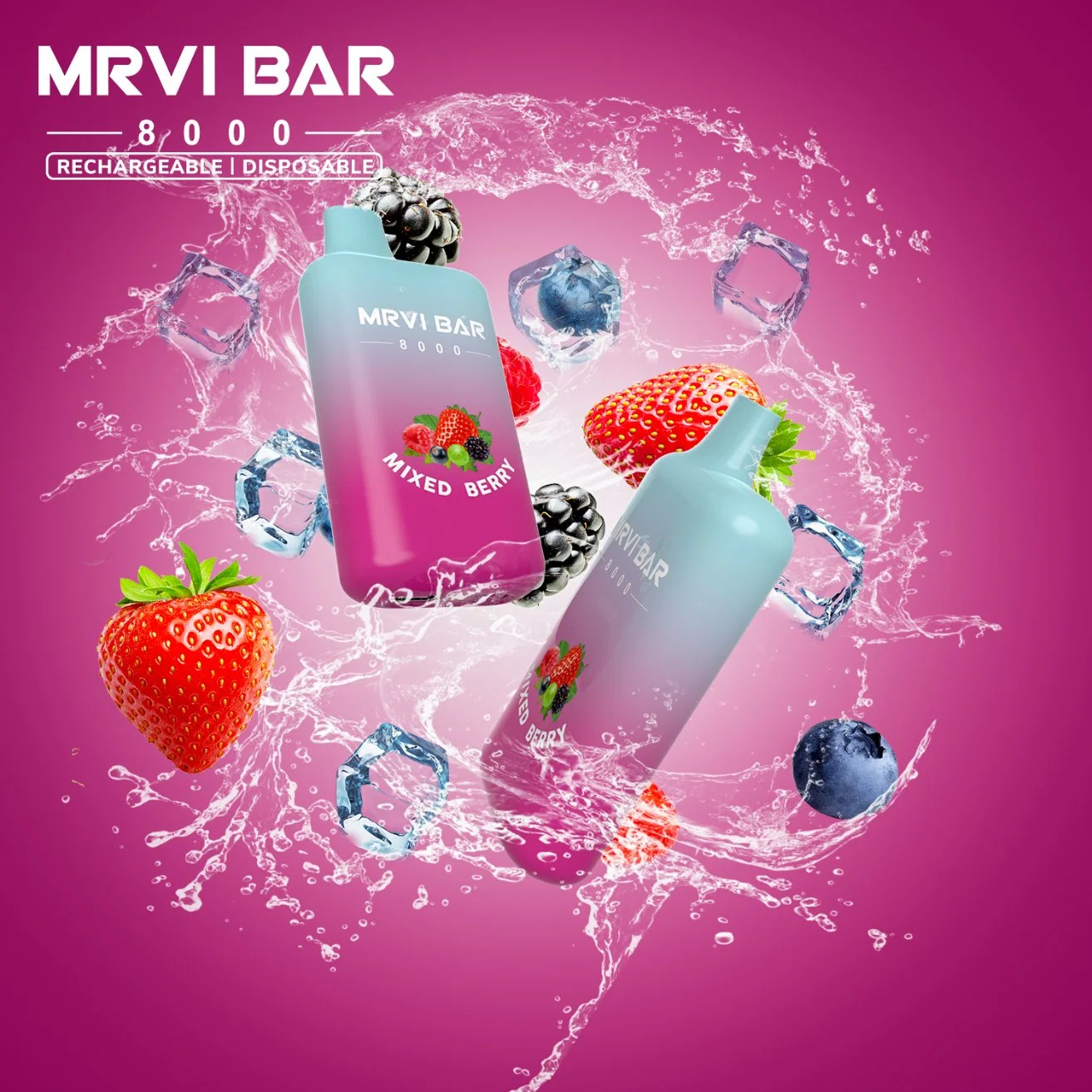 100% Original Mrvi Bar 8000 inhalaciones 650 mAh Cargador Batería 15 ml de capacidad de Vape estilo pluma E cigarrillo