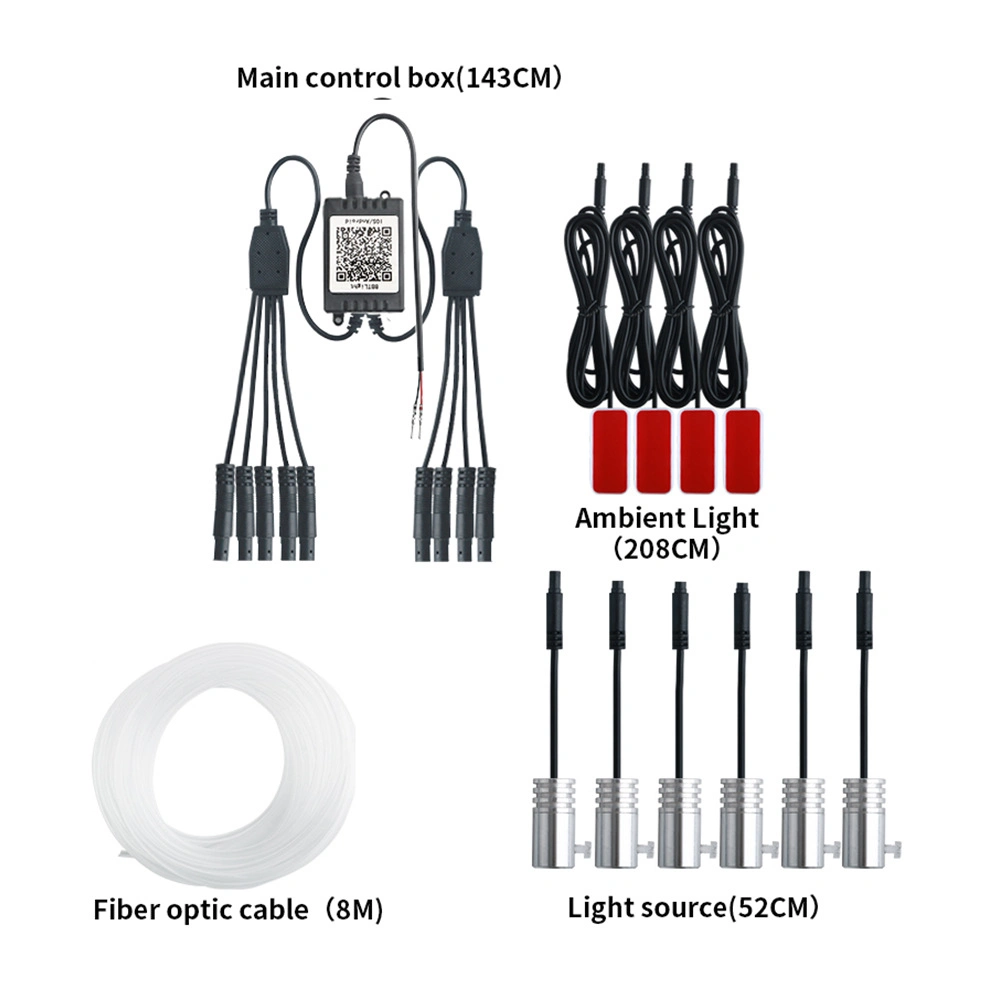 Universal RGB LED mit Innendekoration Auto Lichtwellenleiter Streifen Light by APP Control 12V Dekorative Atmosphärenlampen