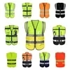 China Customise Traffic Green Knitting Fabric Magic Tape Clothes Reflective Workwear Safety Clothing