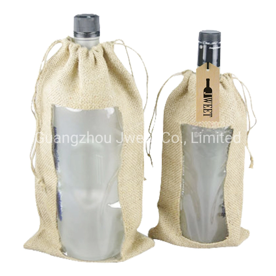 Bolsa de PVC natural regalo Botella de almacenamiento de la bolsa de yute bolsas de botella