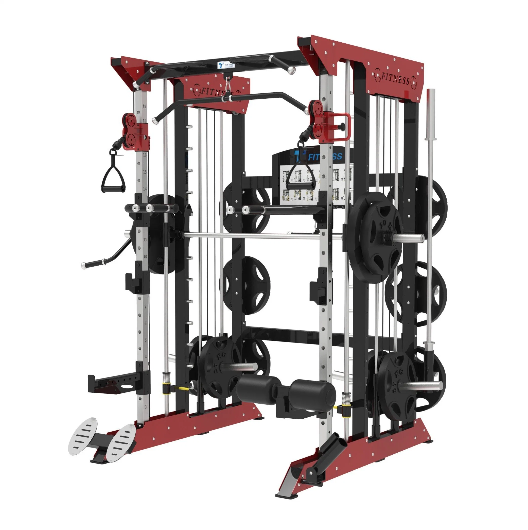 Home Gym Fitness Commercial Multi-Functional Trainer Cable Crossover Squat Power Rack Training All in One Trainer Gym Smith Machine Gym Equipment