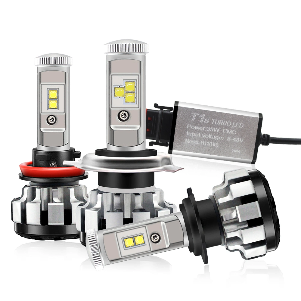 Auto Lighting System T1s LED Headlight Bulbs 80W 8000lm Car Lighting with USA Chips H1 H3 H7 H8 H9 H11 9005 9006 9012 880 H4 H13 9004 9007 LED Light