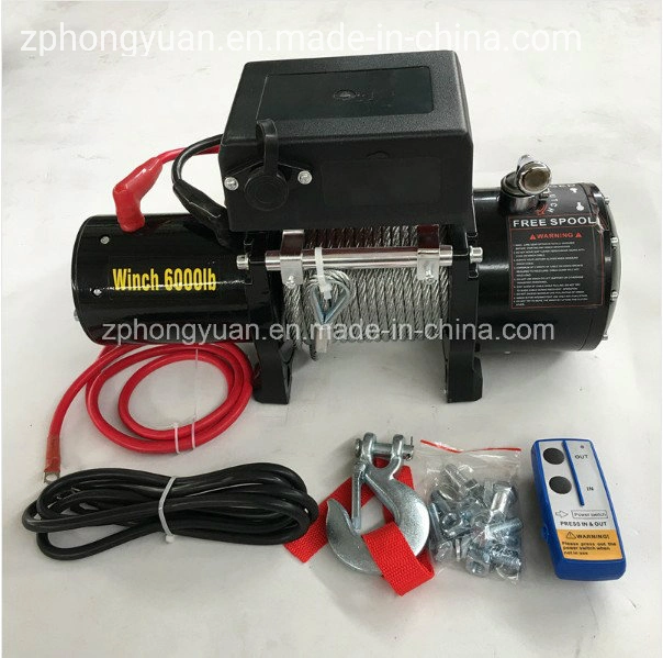 Hongyuan Auto Car Truck Winch DC12/24V with Factory Direct Sale 6000lbs