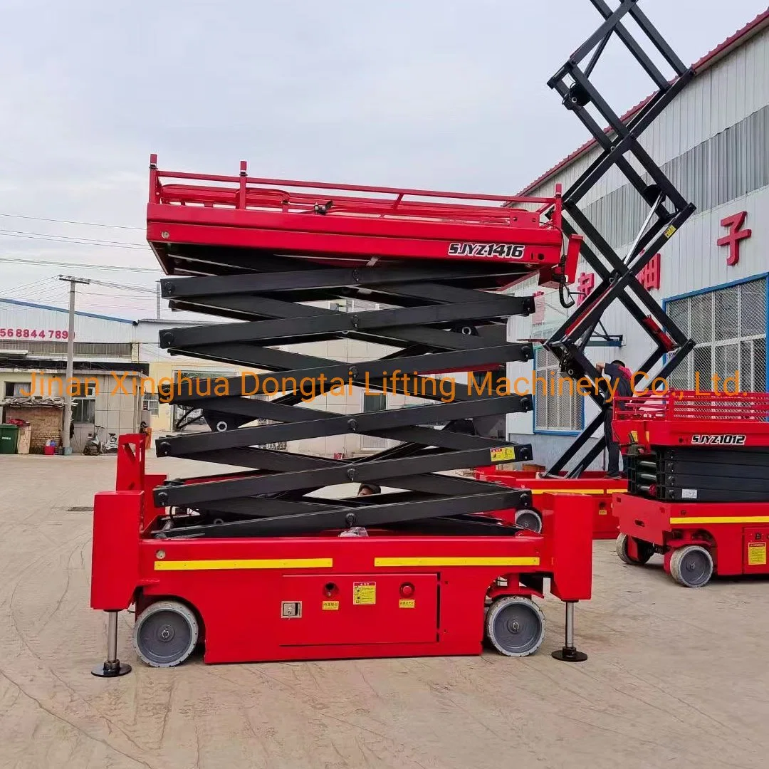 Self Propelled Hydraulic Scissor Lift Elevator Electric Scissor Lift Automatic Leveling Support Legs