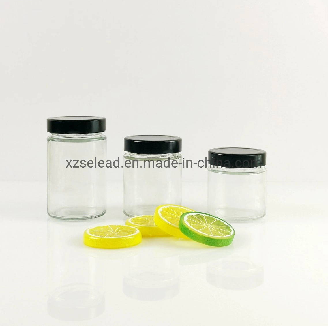 1oz 6oz 8oz 9oz 16oz Clear Straight Sided Ergo Glass Honey Jar Jam Glass Bottle Jar with Silver Gold Screw Metal Cap