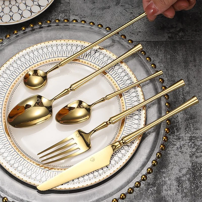 Hot-Sale Stainless Steel 304 High quality/High cost performance  Portugal Cutlery Flatware Set Mirror Gold Cutlery