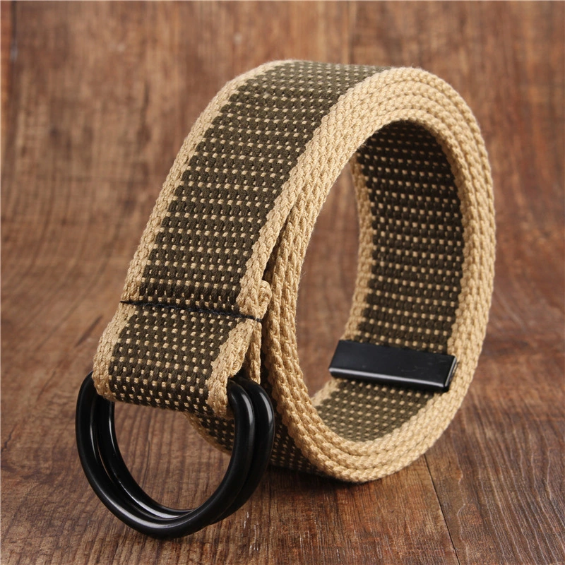 3,8cm Bunte Custom OEM Logo Unisex Canvas Stoff Web Woven Doppel D Webbing Gürtel in Trappings bedruckter Bund Gürtel