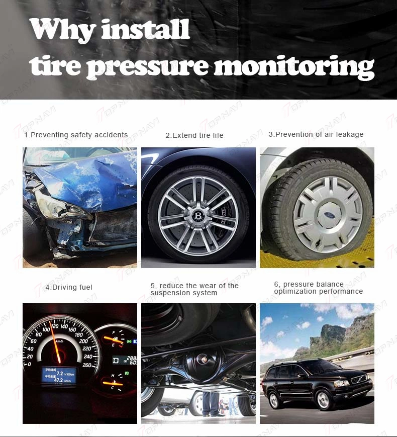 OBD TPMS Car Tire Pressure Monitoring Display System Monitor Security Alarm Intelligent for Android Car Radio Player GPS Navigation