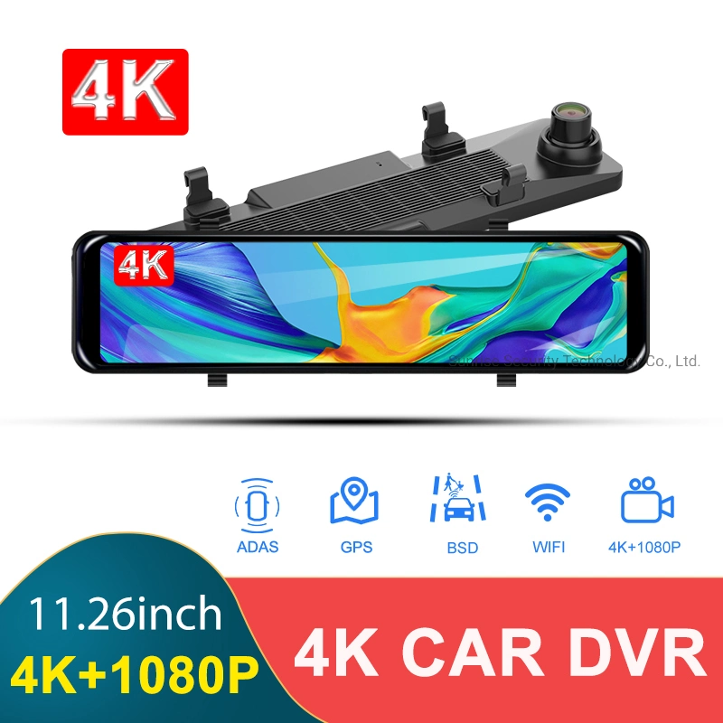 4K+1080P Rearview Mirror Dual Car DVR Dashcam Night Vision Video Recorder