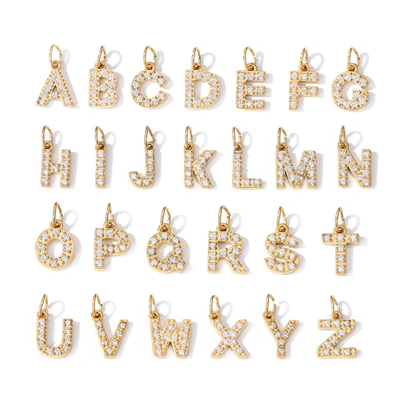 Diamond Stainless Steel Fashion Number Letter Pendant
