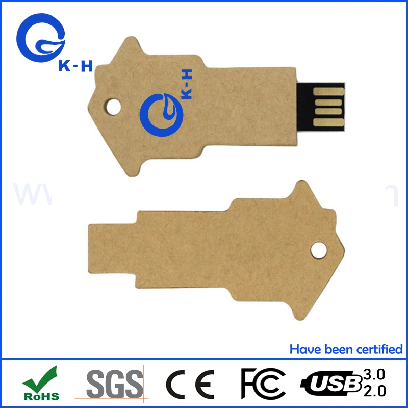 Paper Key Shape U Flash Memory Disk 16GB Degradable Cardboard Fiber